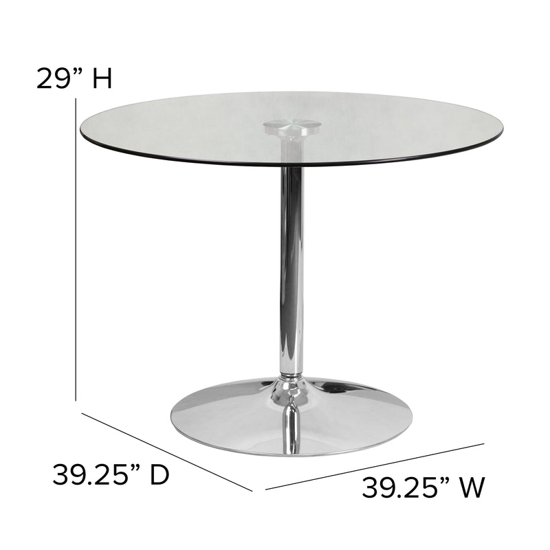 39.25'' Round Glass Table with 29''H Chrome Base