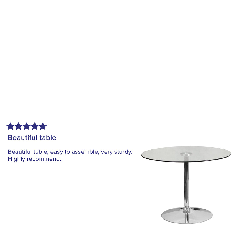 39.25'' Round Glass Table with 29''H Chrome Base