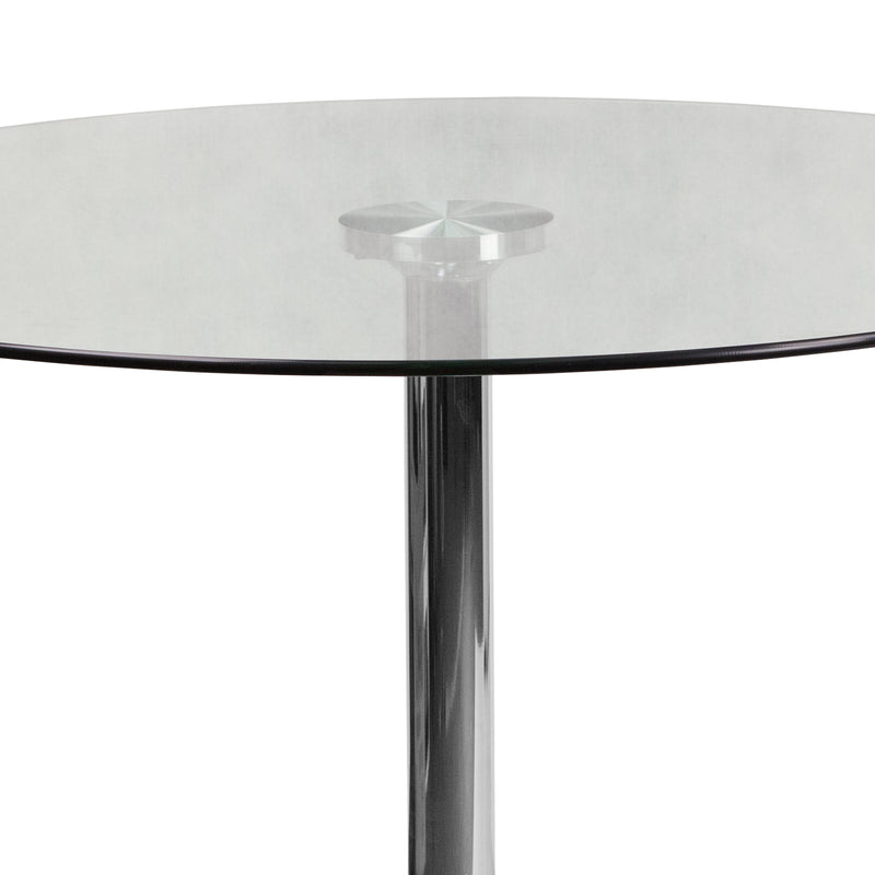 39.25'' Round Glass Table with 29''H Chrome Base