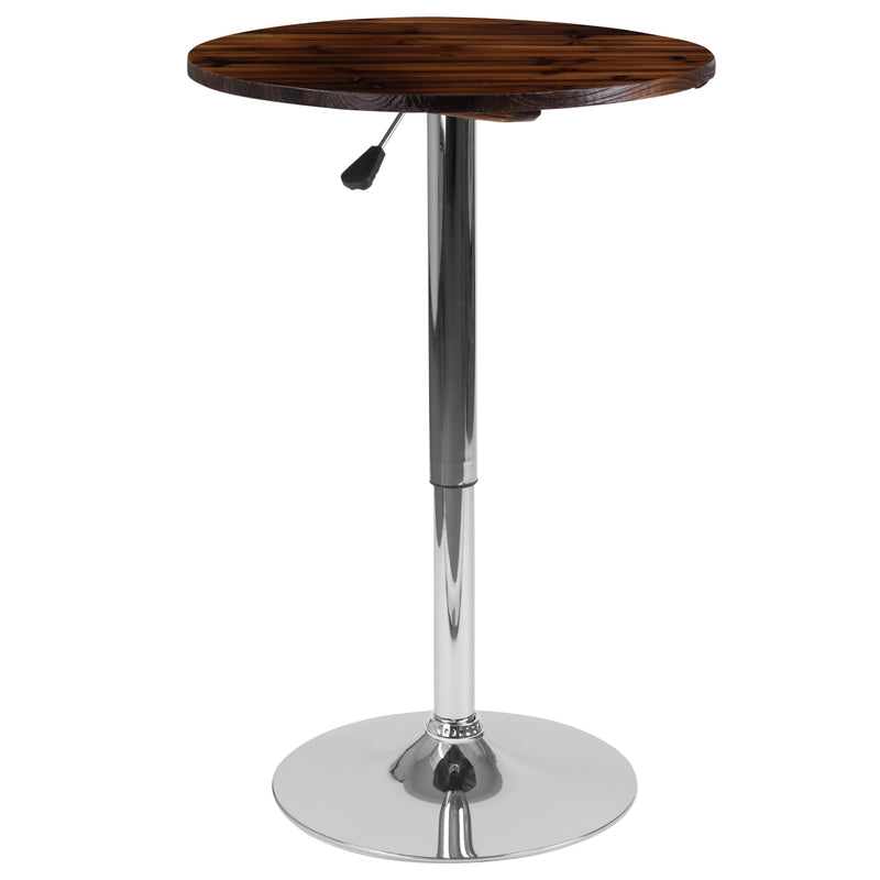 23.5'' Round Adjustable Height Rustic Pine Wood Table (Adjustable Range 26.25'' - 35.5'')