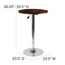 23.5'' Round Adjustable Height Rustic Pine Wood Table (Adjustable Range 26.25'' - 35.5'')