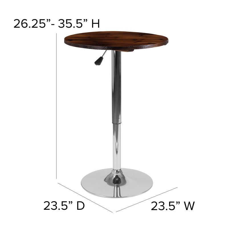 23.5'' Round Adjustable Height Rustic Pine Wood Table (Adjustable Range 26.25'' - 35.5'')