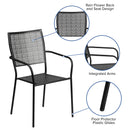 Commercial Grade Black Indoor-Outdoor Steel Patio Arm Chair with Square Back