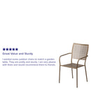 Commercial Grade Gold Indoor-Outdoor Steel Patio Arm Chair with Square Back