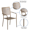 Commercial Grade Gold Indoor-Outdoor Steel Patio Arm Chair with Square Back