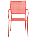 Commercial Grade Coral Indoor-Outdoor Steel Patio Arm Chair with Square Back