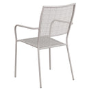Commercial Grade Light Gray Indoor-Outdoor Steel Patio Arm Chair with Square Back