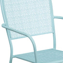 Commercial Grade Sky Blue Indoor-Outdoor Steel Patio Arm Chair with Square Back