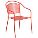 Commercial Grade Coral Indoor-Outdoor Steel Patio Arm Chair with Round Back
