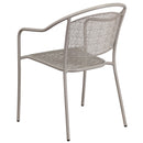 Commercial Grade Light Gray Indoor-Outdoor Steel Patio Arm Chair with Round Back