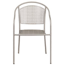 Commercial Grade Light Gray Indoor-Outdoor Steel Patio Arm Chair with Round Back