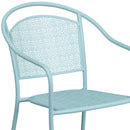 Commercial Grade Sky Blue Indoor-Outdoor Steel Patio Arm Chair with Round Back