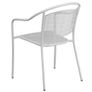 Commercial Grade White Indoor-Outdoor Steel Patio Arm Chair with Round Back