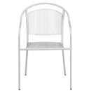 Commercial Grade White Indoor-Outdoor Steel Patio Arm Chair with Round Back