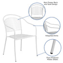 Commercial Grade White Indoor-Outdoor Steel Patio Arm Chair with Round Back