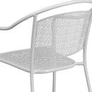 Commercial Grade White Indoor-Outdoor Steel Patio Arm Chair with Round Back