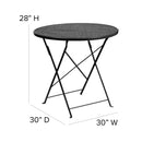 Commercial Grade 30" Round Black Indoor-Outdoor Steel Folding Patio Table
