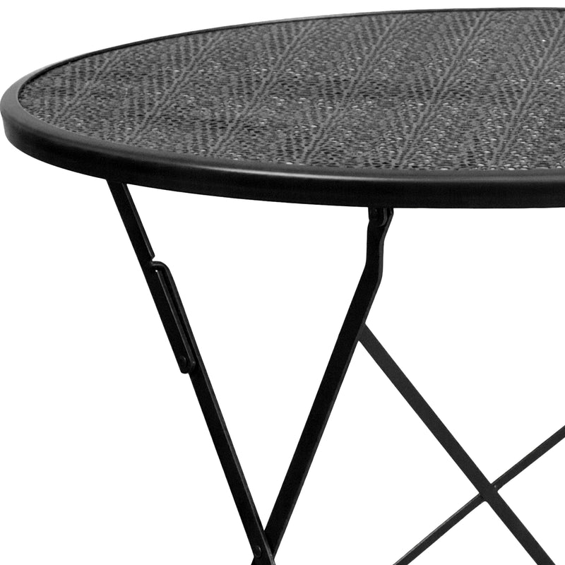 Commercial Grade 30" Round Black Indoor-Outdoor Steel Folding Patio Table