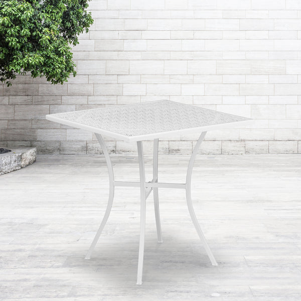 Commercial Grade Square Patio Table | Outdoor Steel Square Patio Table