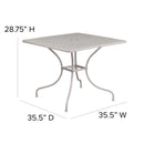 Commercial Grade 35.5" Square Light Gray Indoor-Outdoor Steel Patio Table with Umbrella Hole