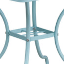 Commercial Grade 35.5" Square Sky Blue Indoor-Outdoor Steel Patio Table with Umbrella Hole