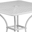 Commercial Grade 35.5" Square White Indoor-Outdoor Steel Patio Table with Umbrella Hole