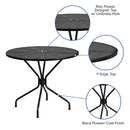 Commercial Grade 35.25" Round Black Indoor-Outdoor Steel Patio Table with Umbrella Hole