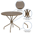 Commercial Grade 35.25" Round Gold Indoor-Outdoor Steel Patio Table with Umbrella Hole
