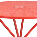 Commercial Grade 35.25" Round Coral Indoor-Outdoor Steel Patio Table with Umbrella Hole