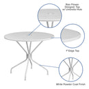 Commercial Grade 35.25" Round White Indoor-Outdoor Steel Patio Table with Umbrella Hole