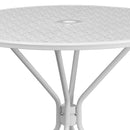 Commercial Grade 35.25" Round White Indoor-Outdoor Steel Patio Table with Umbrella Hole