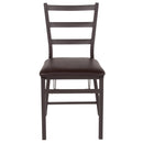 SINGLEWAVE Series Brown Folding Ladder Back Metal Chair with Brown Vinyl Seat