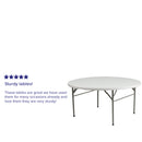 5-Foot Round Bi-Fold White Plastic Folding Table with Carrying Handle