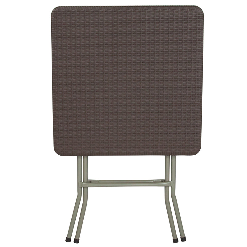 1.95-Foot Square Brown Rattan Plastic Folding Table