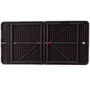 4-Foot Height Adjustable Bi-Fold Brown Wood Grain Plastic Folding Table with Carrying Handle