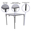 2.83-Foot Square Bi-Fold Gray Plastic Folding Table with Carrying Handle