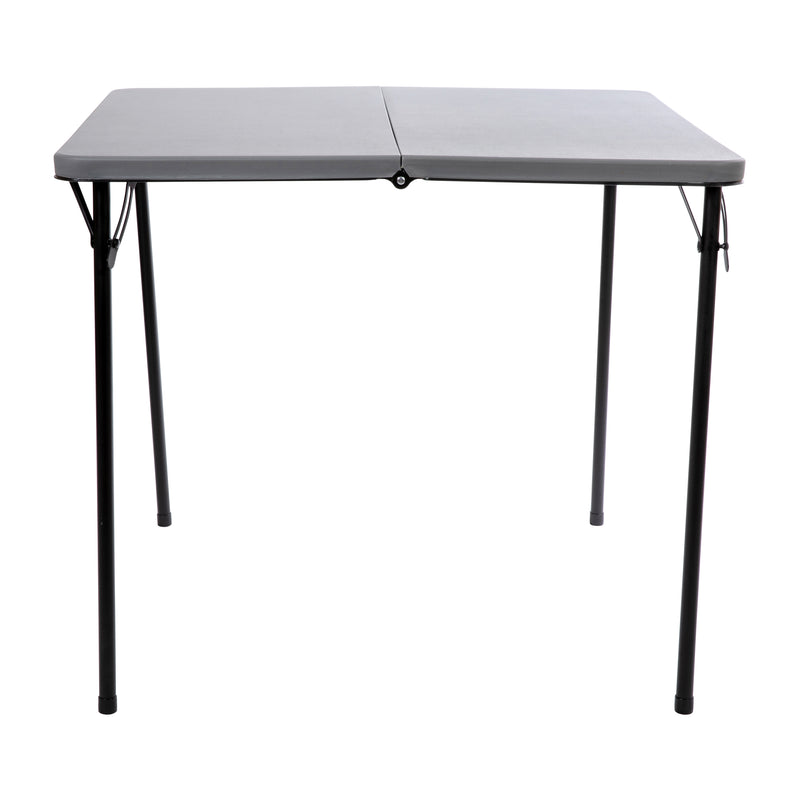 2.83-Foot Square Bi-Fold Gray Plastic Folding Table with Carrying Handle