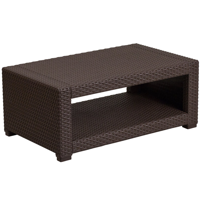 Chocolate Brown Faux Rattan Coffee Table