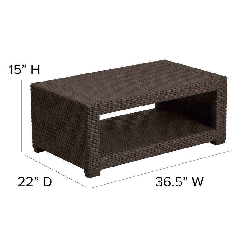 Chocolate Brown Faux Rattan Coffee Table