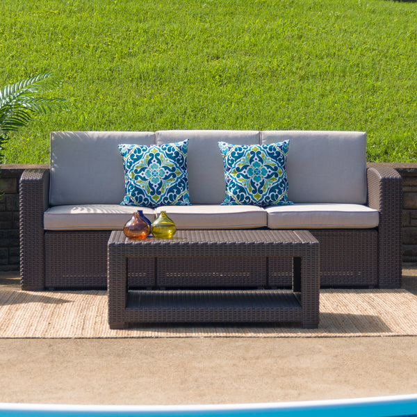 Chocolate Brown Faux Rattan Coffee Table