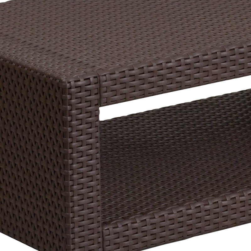 Chocolate Brown Faux Rattan Coffee Table