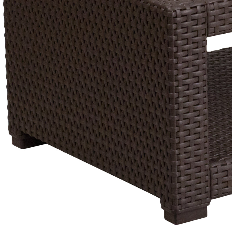 Chocolate Brown Faux Rattan Coffee Table