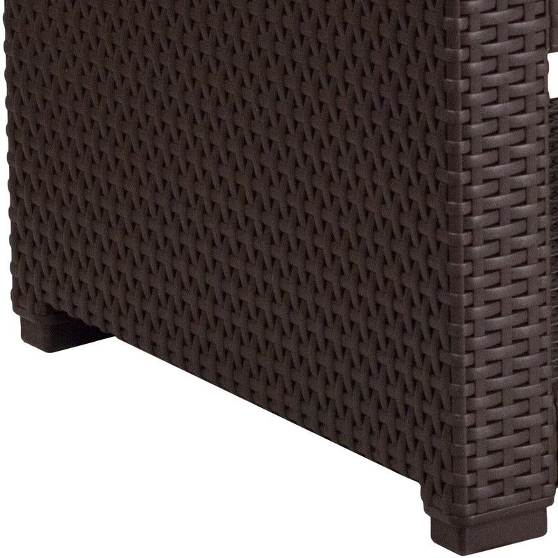 Chocolate Brown Faux Rattan End Table