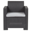Dark Gray Faux Rattan Chair with All-Weather Light Gray Cushion