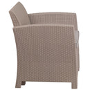 Light Gray Faux Rattan Chair with All-Weather Light Gray Cushion