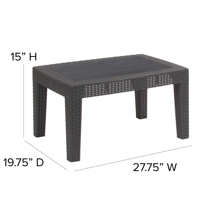 Dark Gray Faux Rattan Coffee Table