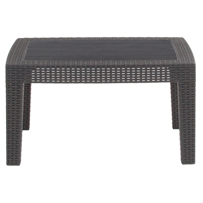 Dark Gray Faux Rattan Coffee Table