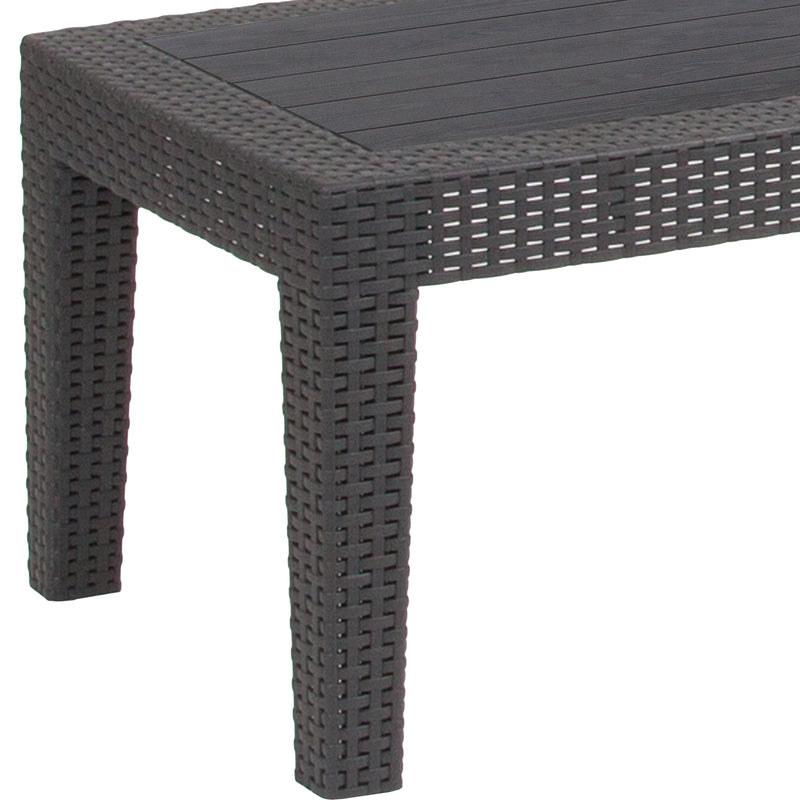 Dark Gray Faux Rattan Coffee Table