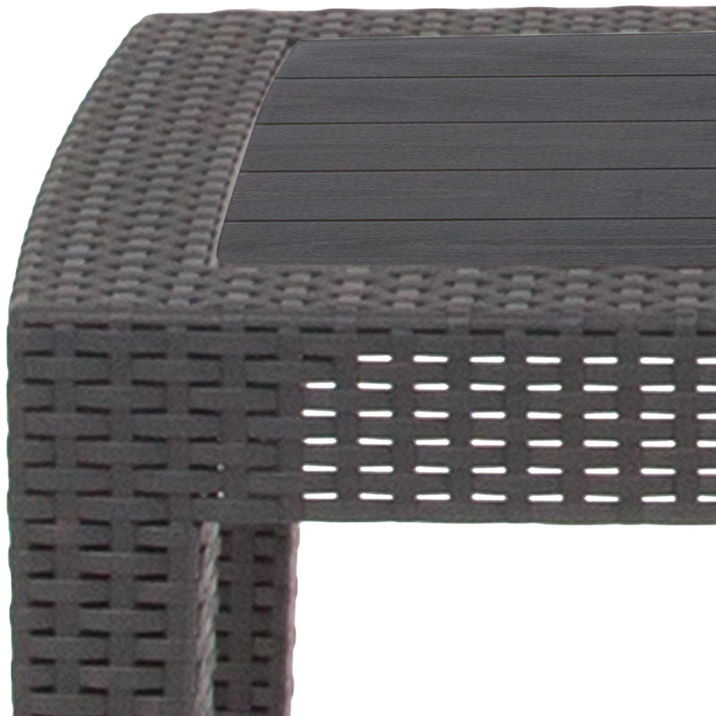 Dark Gray Faux Rattan Coffee Table