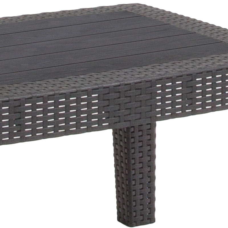 Dark Gray Faux Rattan Coffee Table